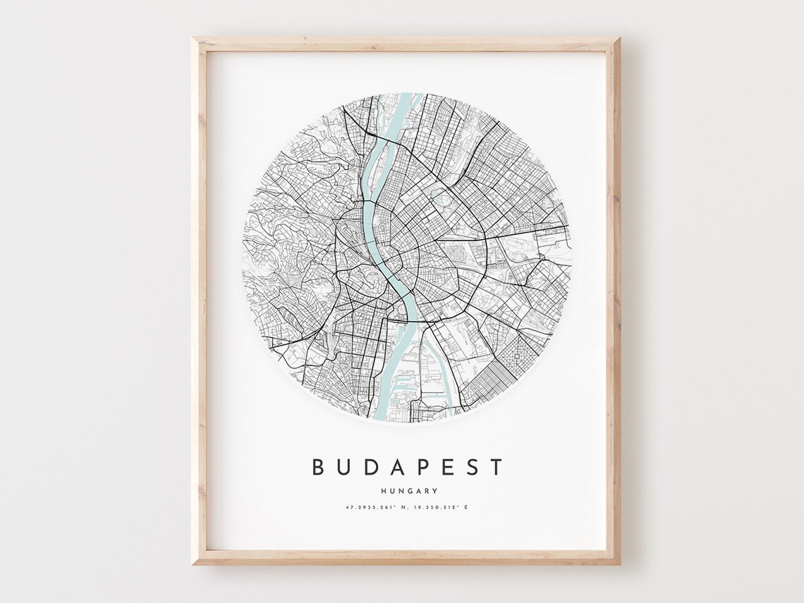 Budapest Map Print City Street Art Poster