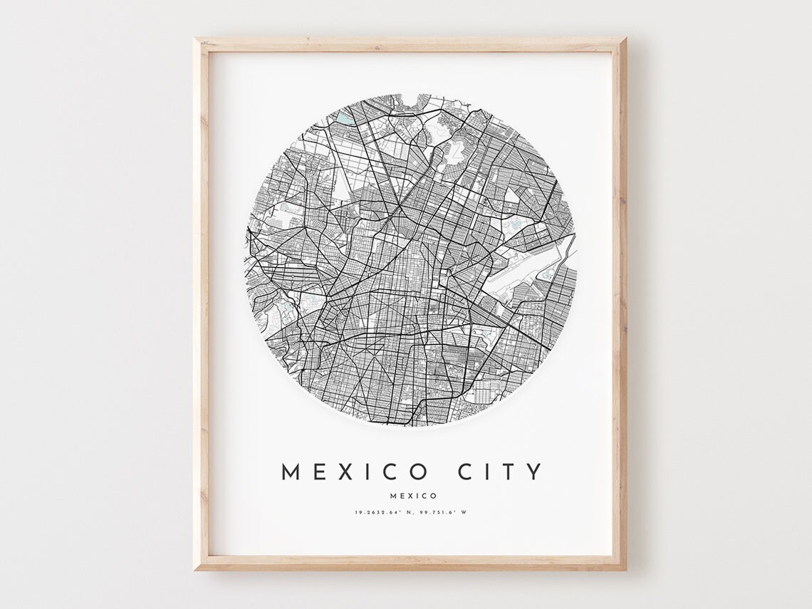Mexico City Map Print Minimalist Street Art