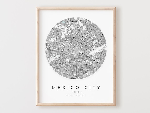 Mexico City Map Print Minimalist Street Art