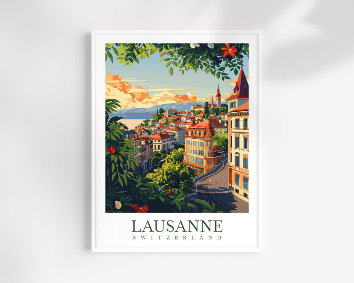 Lausanne Travel Print Wall Art Switzerland Wall Hanging Home Dcor Lausanne Gift Art Lovers Switzerland Art Lover Gift Lausanne Travel Art
