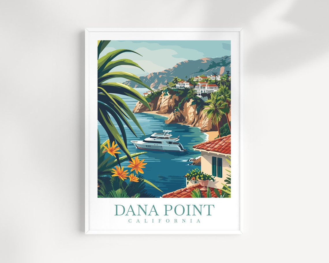 Dana Point California Yacht Harbor Cliff Coastline Travel Poster