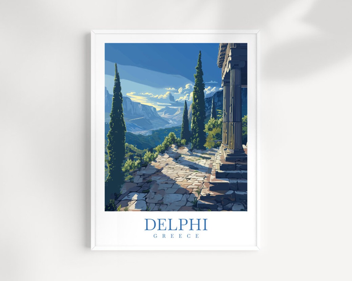 Delphi Greece Travel Poster, Europe Wall Decor
