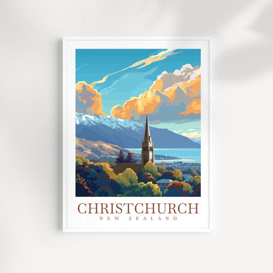Christchurch Travel Print Wall Art Christchurch New Zealand Poster Wall Hanging Home Decoration Birthday Gift Christchurch Gift Poster