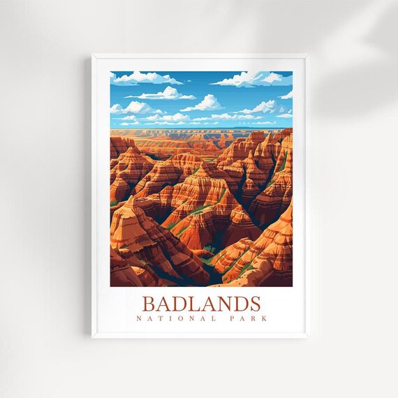 Badlands National Park Panoramic Eroded Buttes Landscape Poster