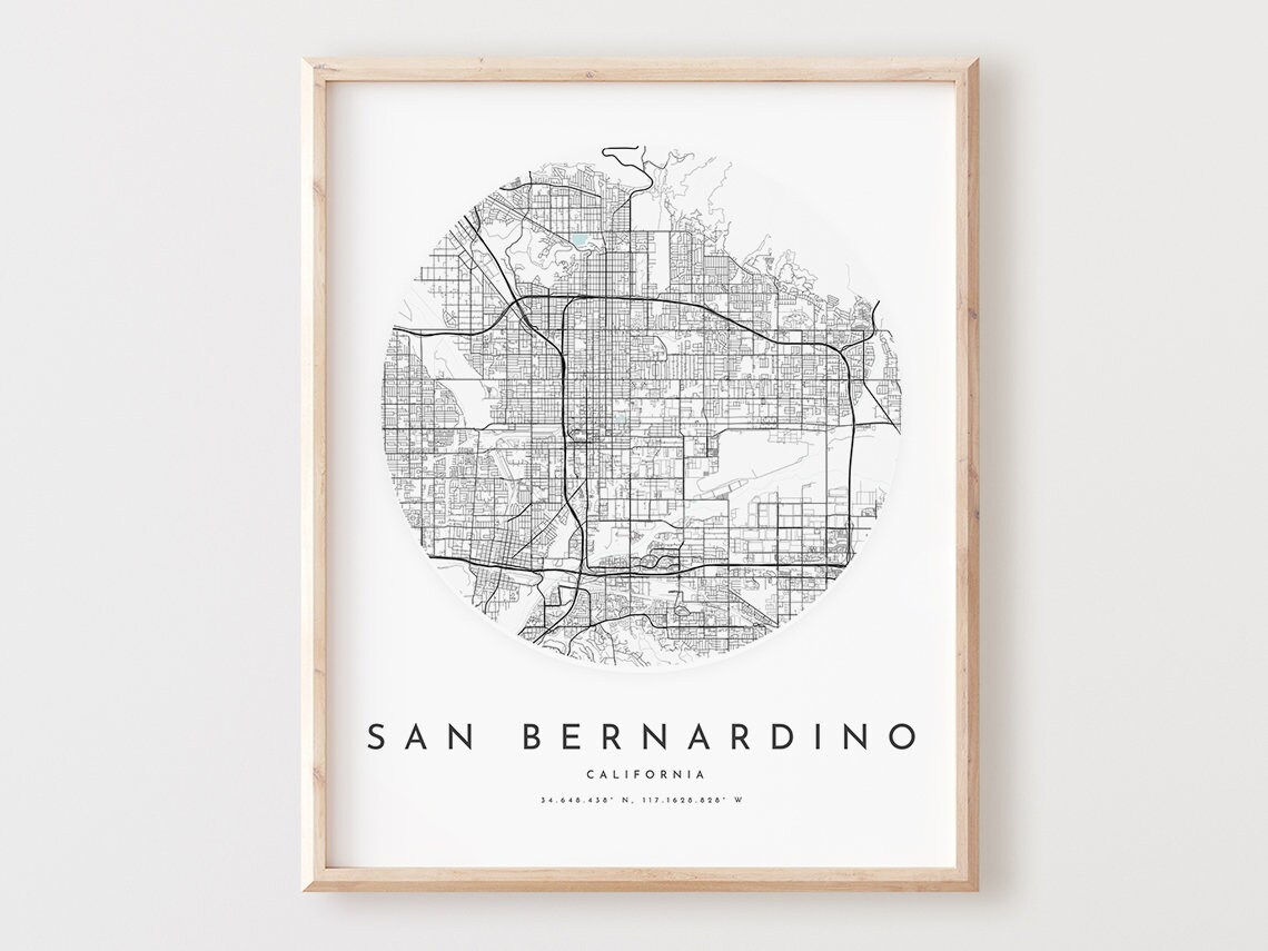 San Bernardino Map Print City Street Art