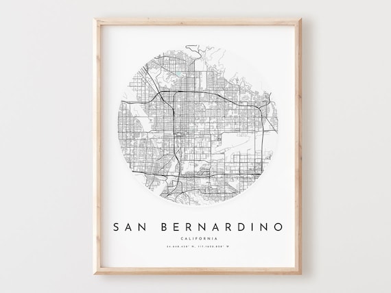 San Bernardino Map Print City Street Art
