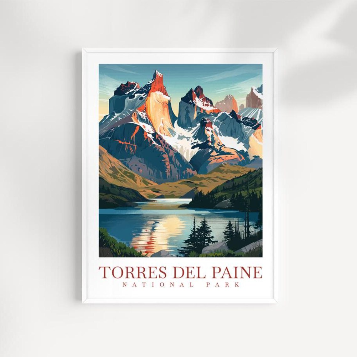 Torres Del Paine National Park Sunset Towers Reflection Patagonia Poster