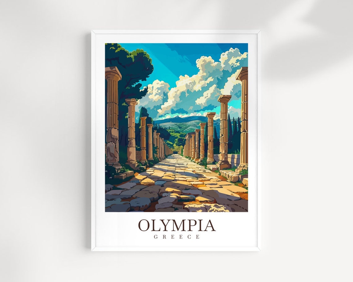 Olympia Greece Archaeological Ancient Stone Columns Ruins Poster