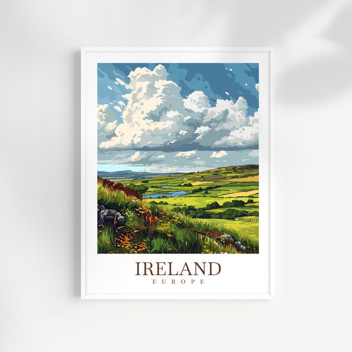 Ireland Wildflower Meadow Poster With Rolling Green Countryside