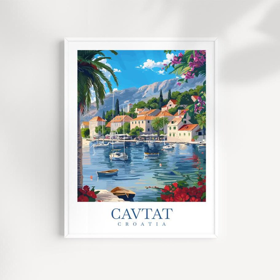 Cavtat Croatia Travel Poster, Coastal Travel Poster