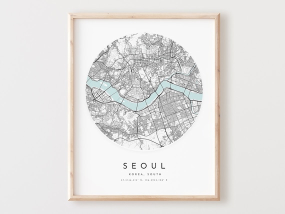 Seoul Map Print Modern City Street Art Poster