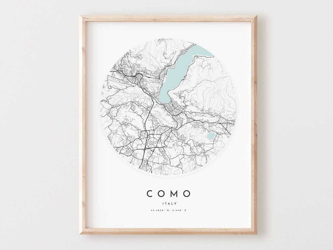 Como Italy Map Print Minimalist City Wall Art