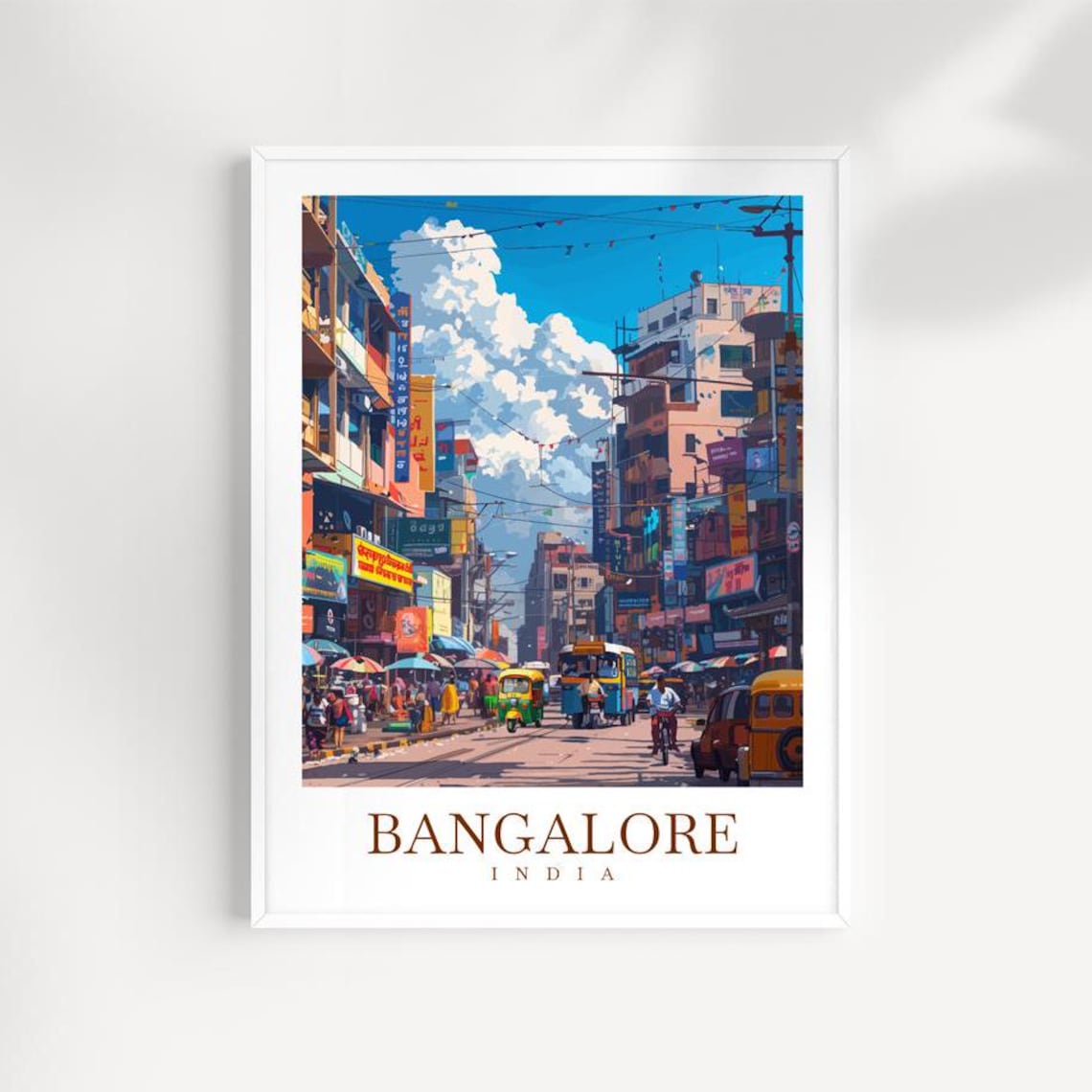 Bangalore India Travel Poster Colorful Cityscape Wall Art