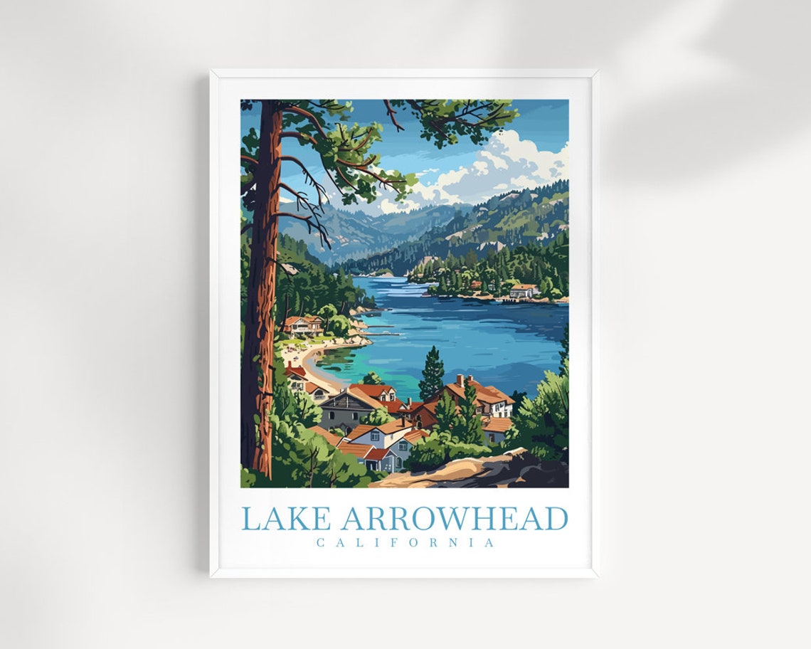 Lake Arrowhead California Mountain Lake Cabins Pine Forest Poster