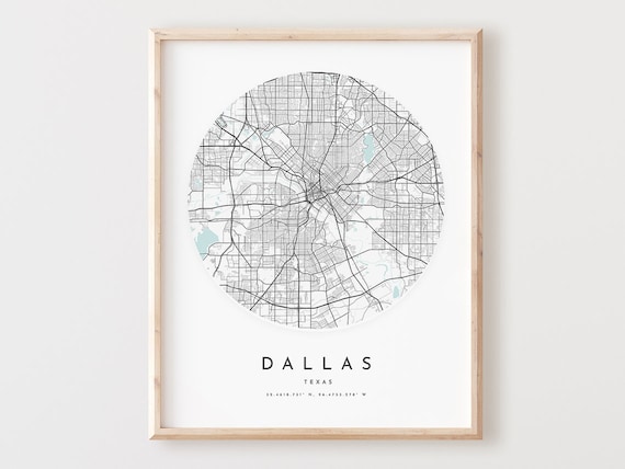 Dallas Map Print Texas City Street Art