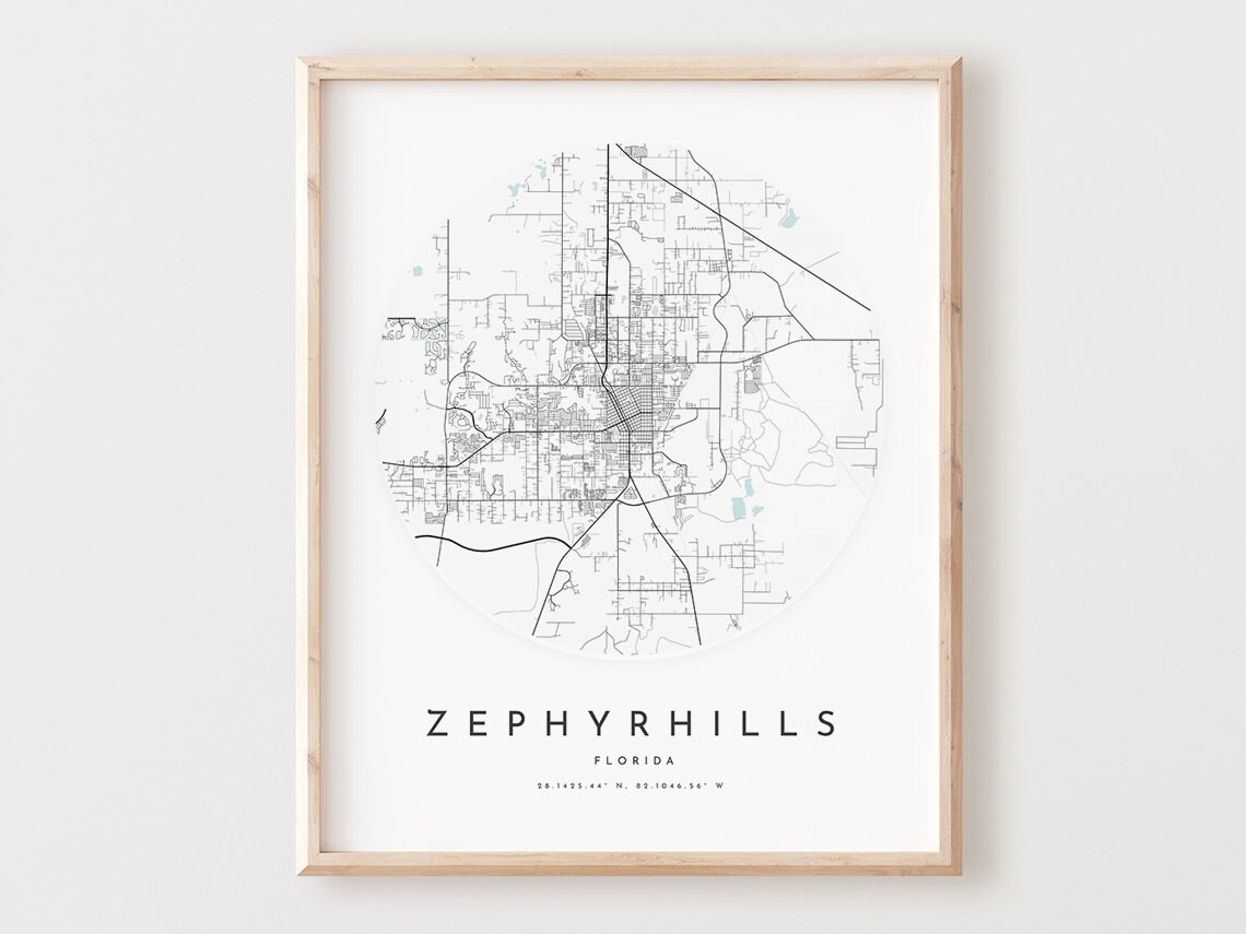 Zephyrhills Florida Map Print Modern City Wall Art