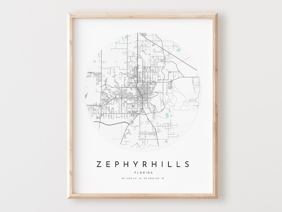 Zephyrhills Florida Map Print Modern City Wall Art
