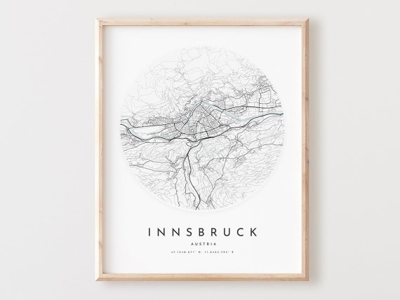 Innsbruck Map Print, City Street Travel Poster