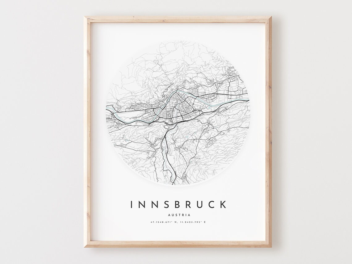 Innsbruck Map Print, City Street Travel Poster