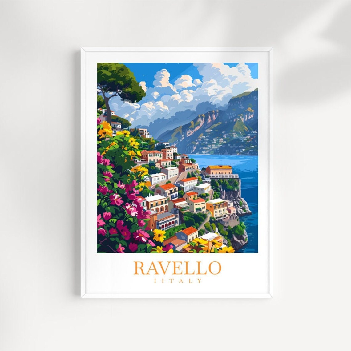 Ravello Italy Amalfi Coast Cliffside Village Flower Travel Poster