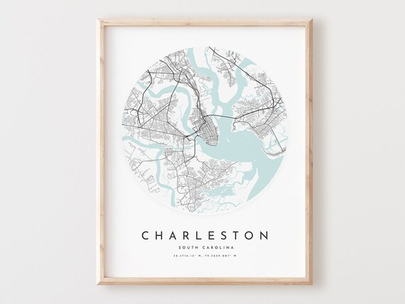 Charleston Map Print South Carolina City Street Art