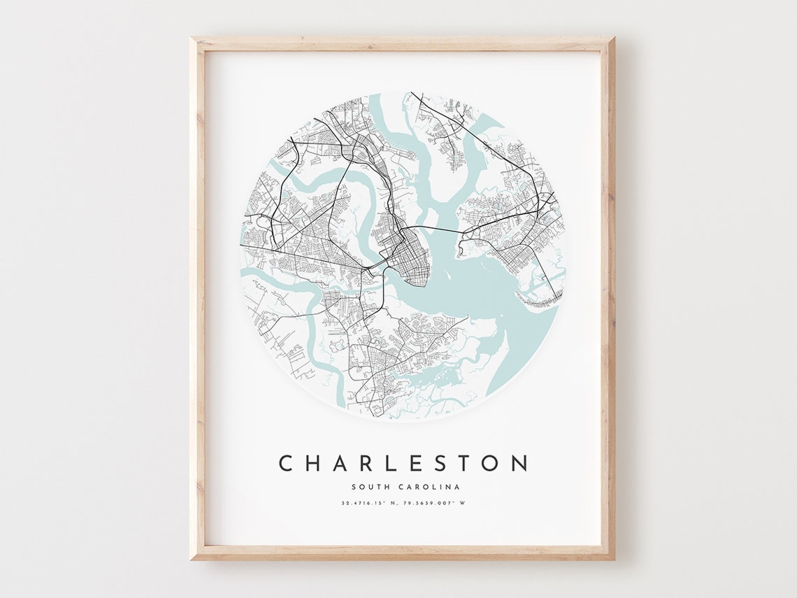 Charleston Map Print South Carolina City Street Art