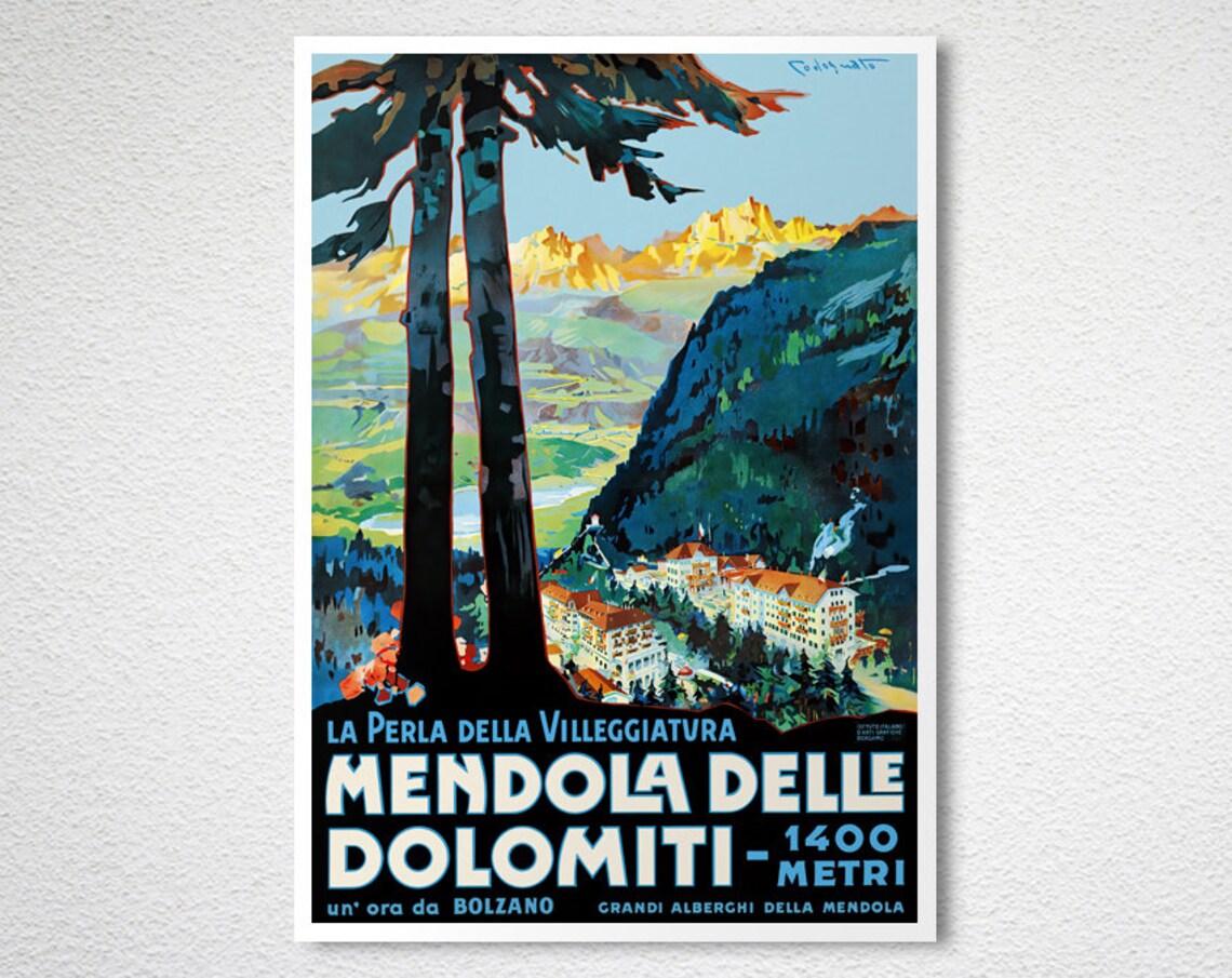 Mendola Delle Dolomiti Italy Vintage Travel Poster - Image 2