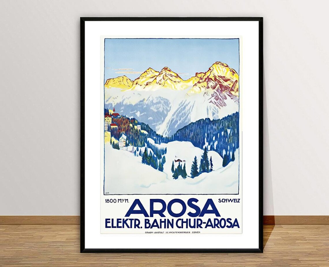 Arosa Elektr Bahn Chur Arosa Vintage Travel Poster - Image 2