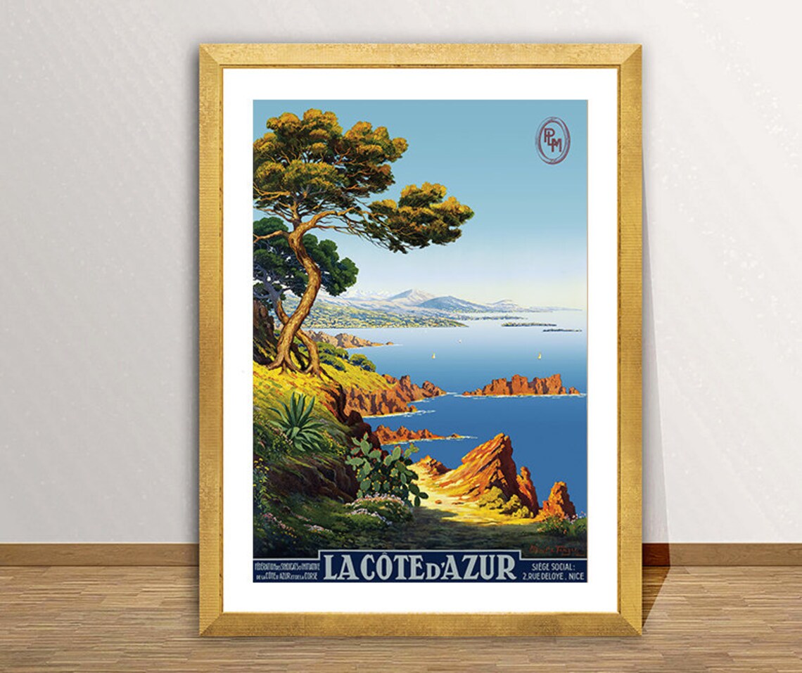 La Cote Dazur France Vintage Travel Poster