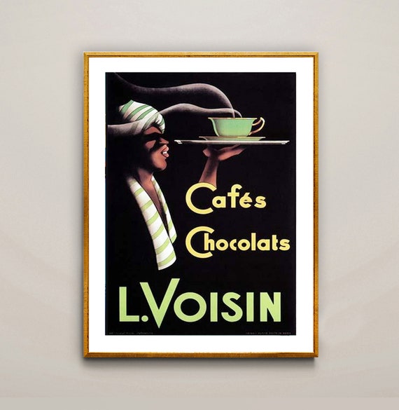 Cafes Chocolats L Voisin Vintage Fooddrink Poster Poster Paper Or Print Gift Idea