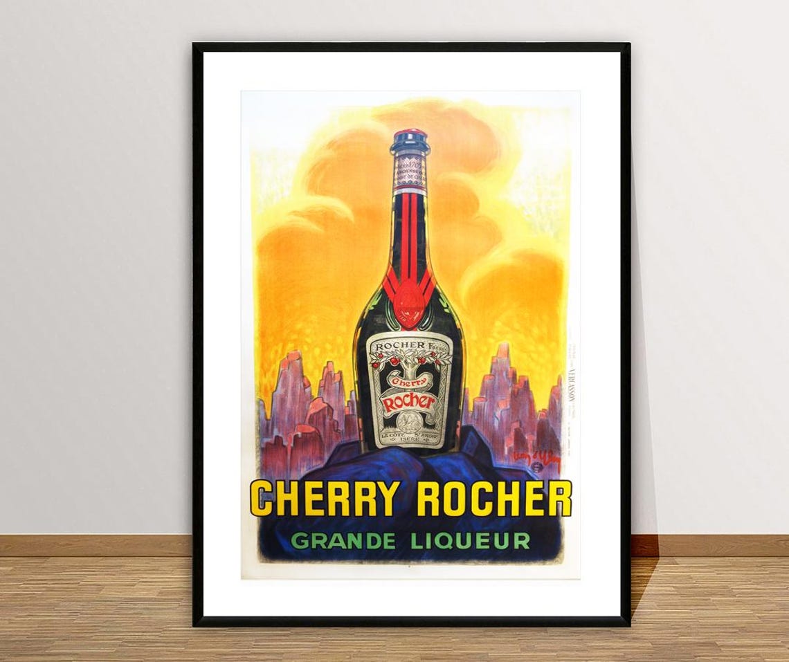 Cherry Rocher Grande Liqueur Vintage Fooddrink Poster Beverages Art Gift Idea Wall Decor - Image 2