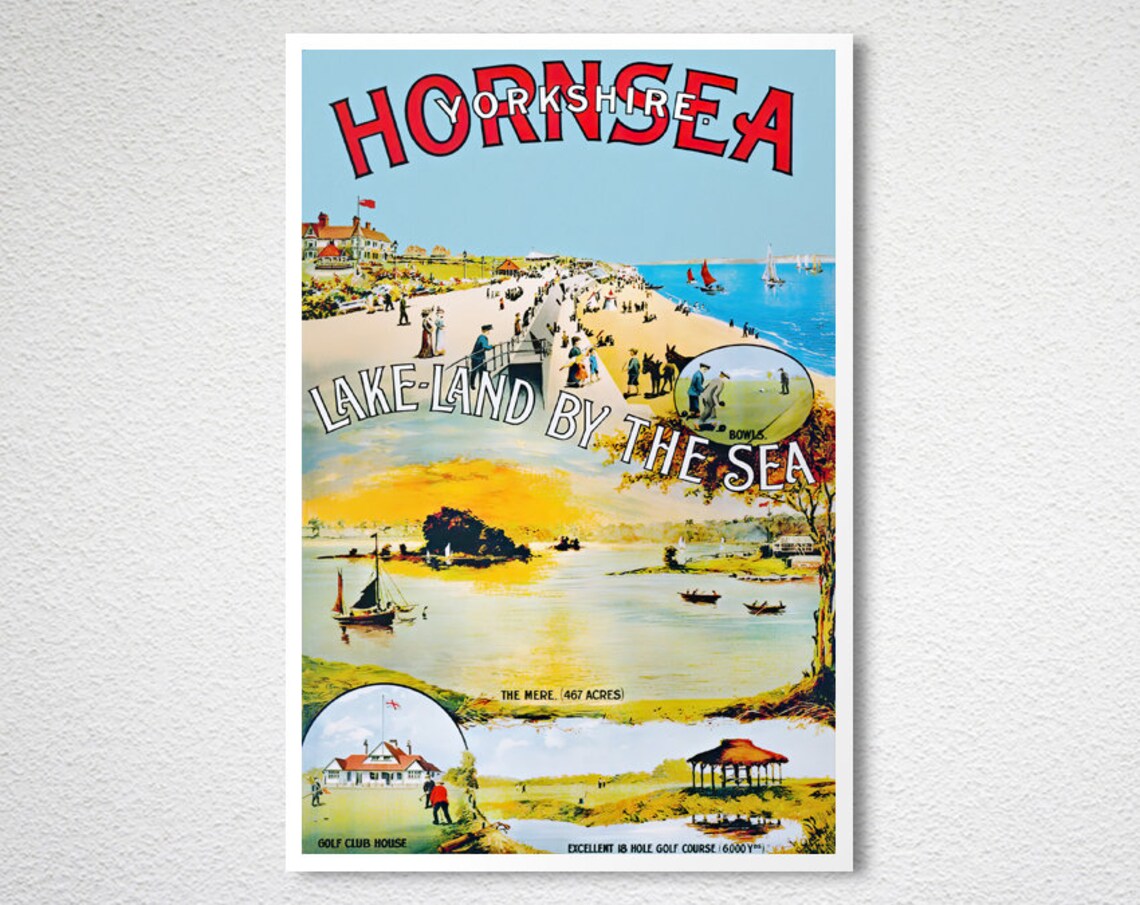 Hornsea Yorkshire Lake Land by the Sea Vintage Travel Poster - Image 2