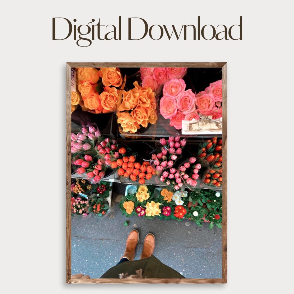 Flower Market Colorful Floral Street Scene Photography Wall Poster
