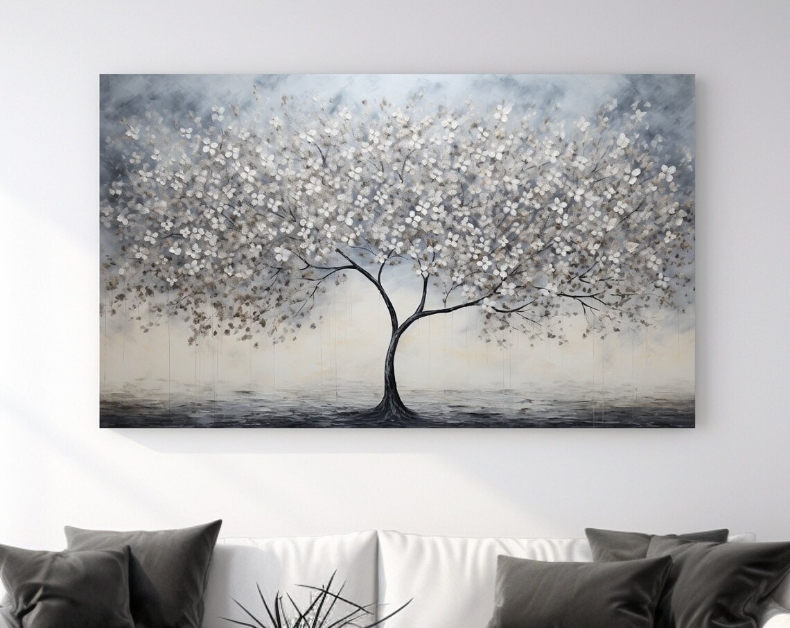 White Tree Nature Art Print, Christmas Home Decor