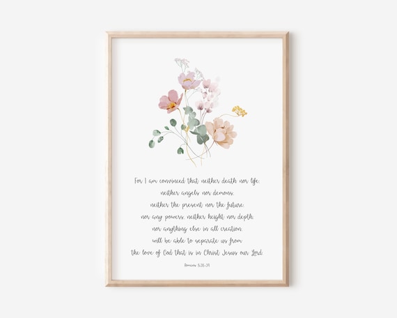 Romans 83839 Nothing Can Separate Us From The Love Of God Bible Verse Wall Art Christian Gift Scripture Print Watercolor Wildflowers