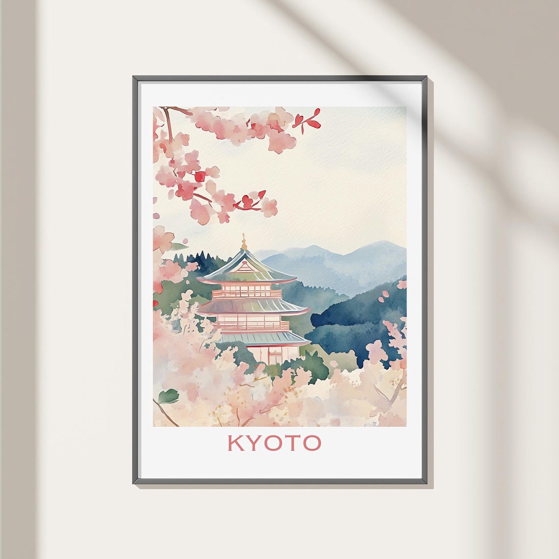 Kyoto Art Print Watercolor Painting Japan Wall Art Cherry Blossom Poster Asian Travel Decor Spring Artwork Home Decor Housewarming Gift