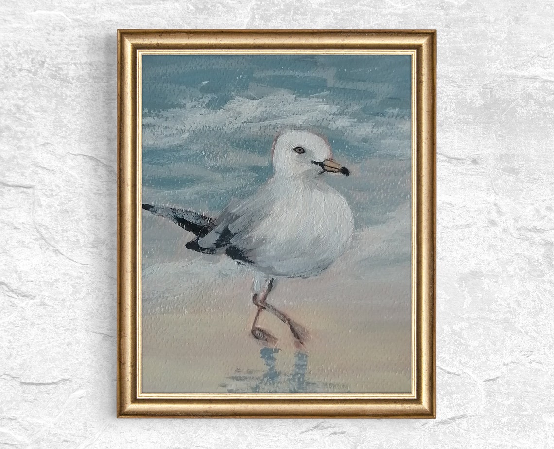 Seagull Print Unframed Modern Coastal Art Print Contemporary Nautical Painting Poster