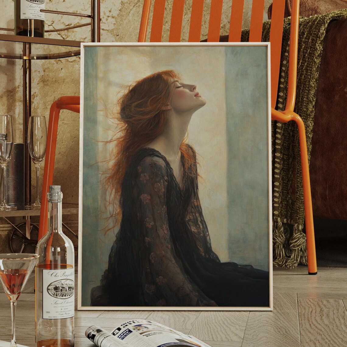 Redhead Woman Flowing Hair Dreamy Light Fine Art Portrait Poster - Image 5