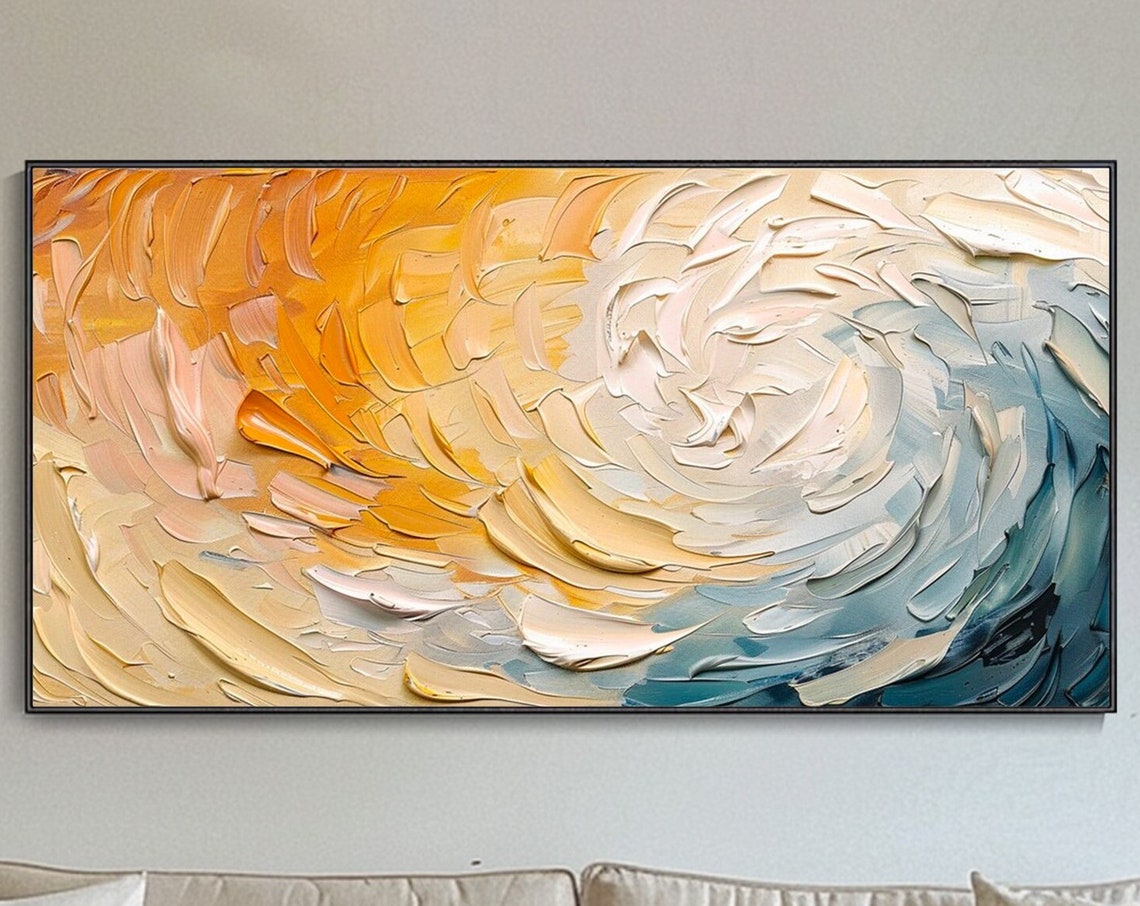 Wabi Sabi Wall Art Original 3d Wave Art Abstract Oil Painting Hand Thick Paint Texture Art Light Luxury Wall Decor Personalized Gift