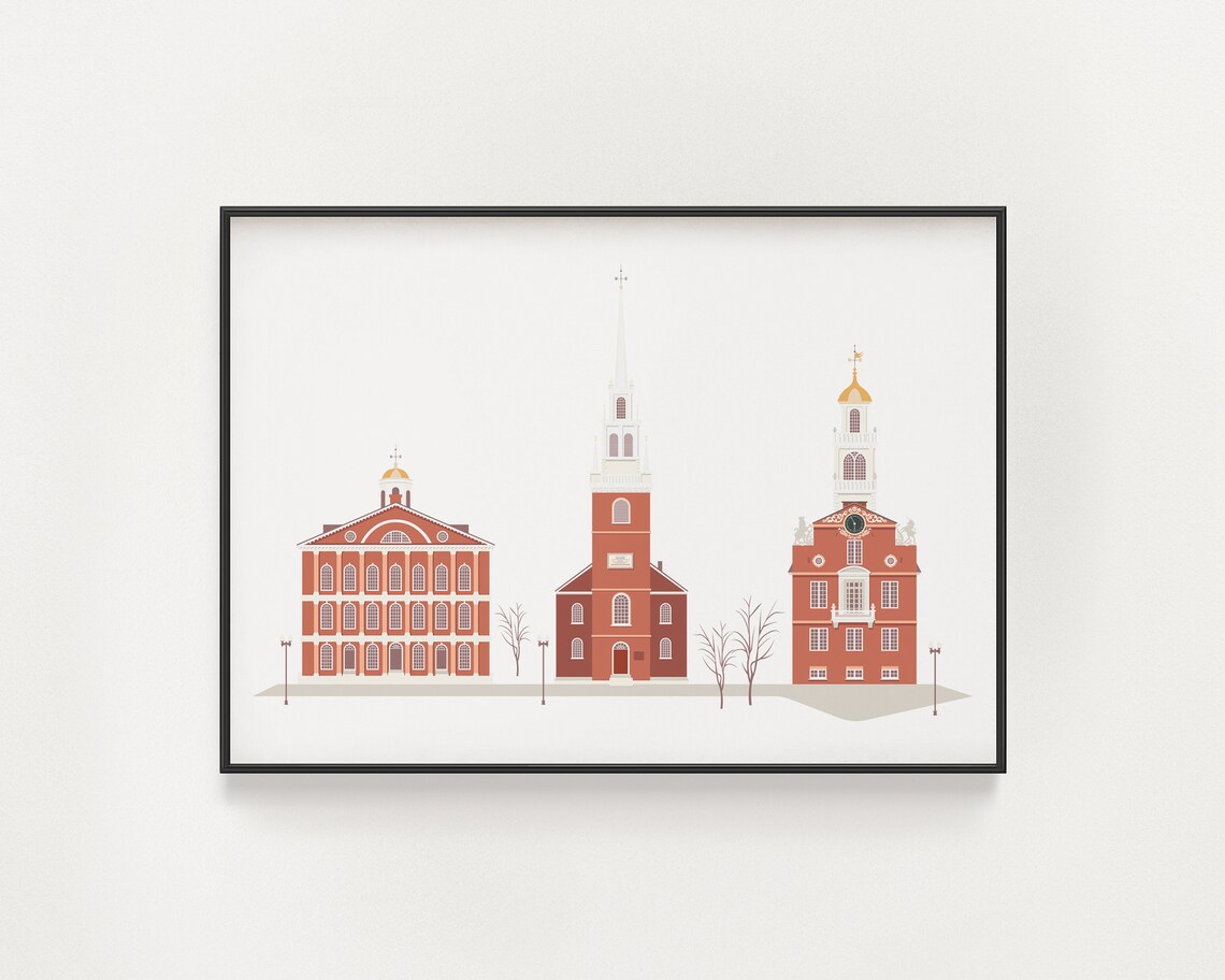 Boston Freedom Trail Trio Poster, Historic Boston