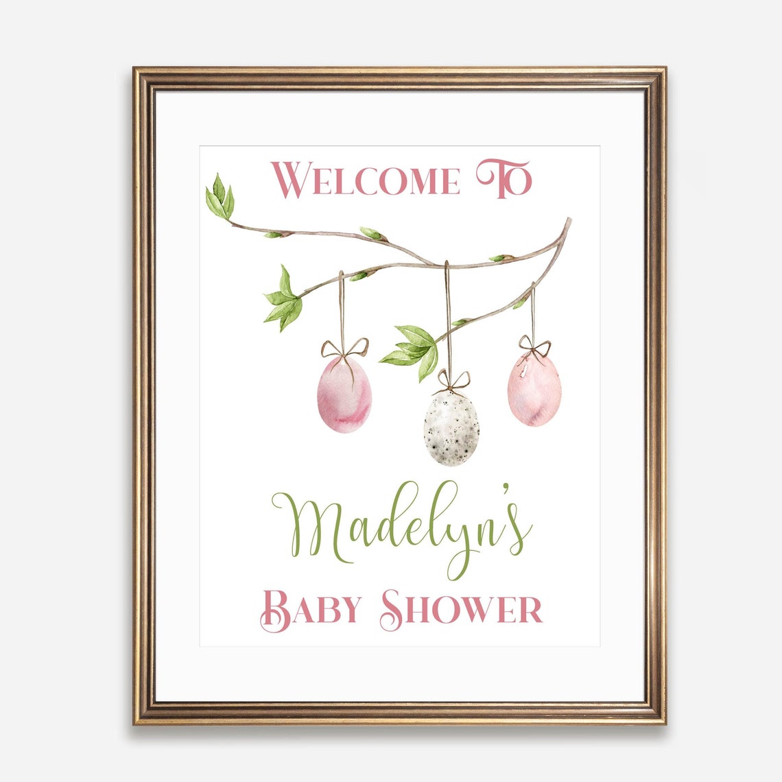 Madelyn's Baby Shower Welcome Sign Personalized Hanging Eggs Poster