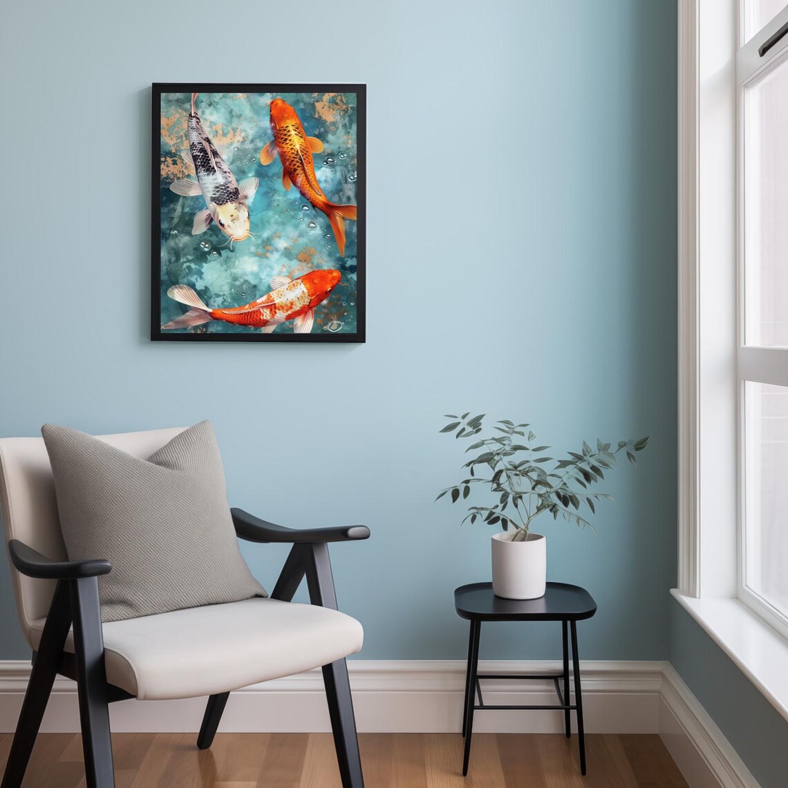 Vintage Orange Koi in the Pond Art Print - Image 2