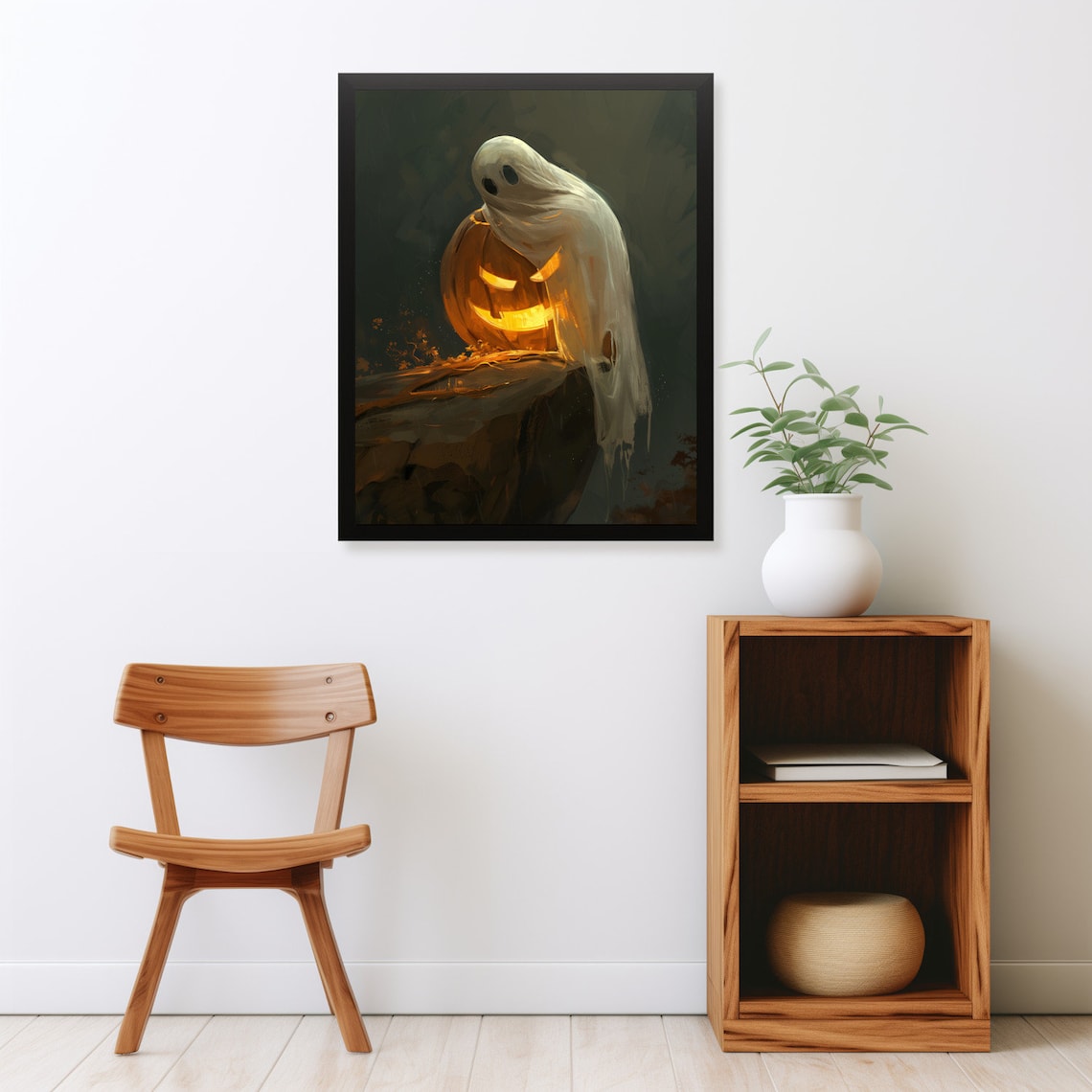 Halloween Ghost Pumpkin Vintage Poster Print - Image 2