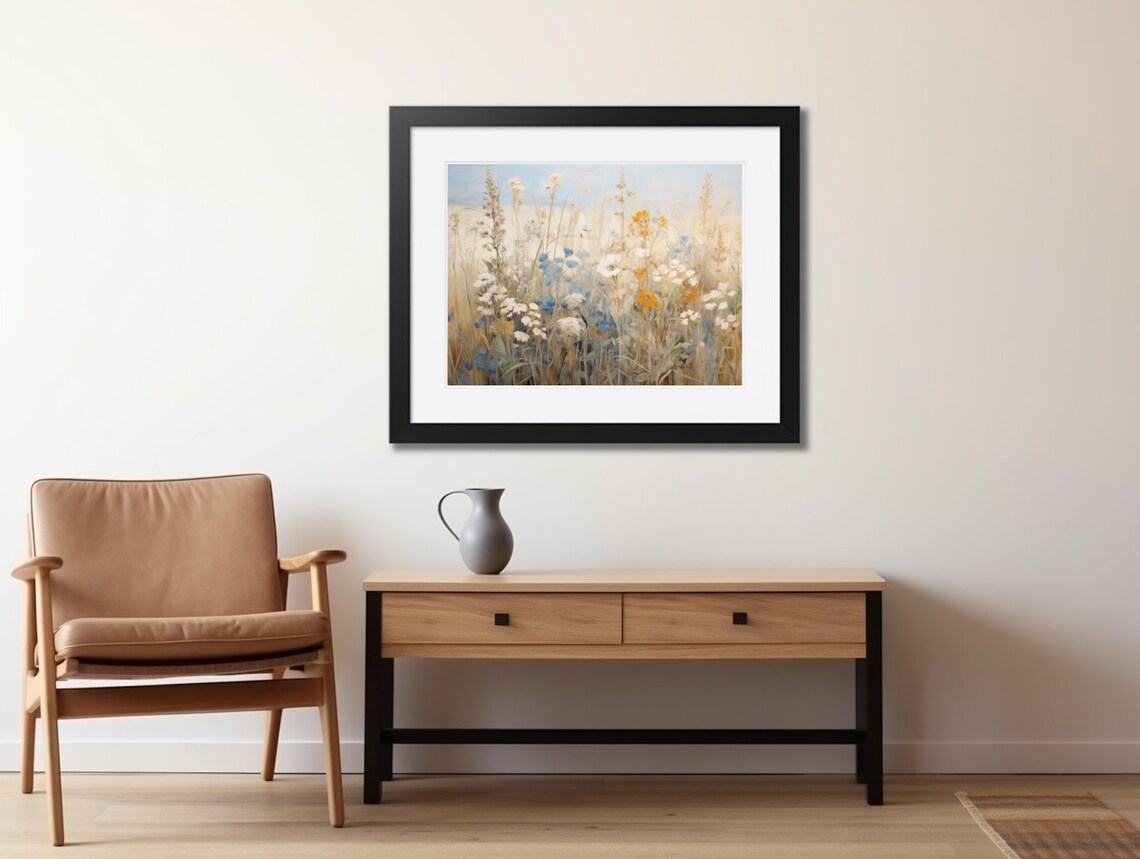 Summer Wildflowers Field Landscape, Vintage Farmhouse - Image 2