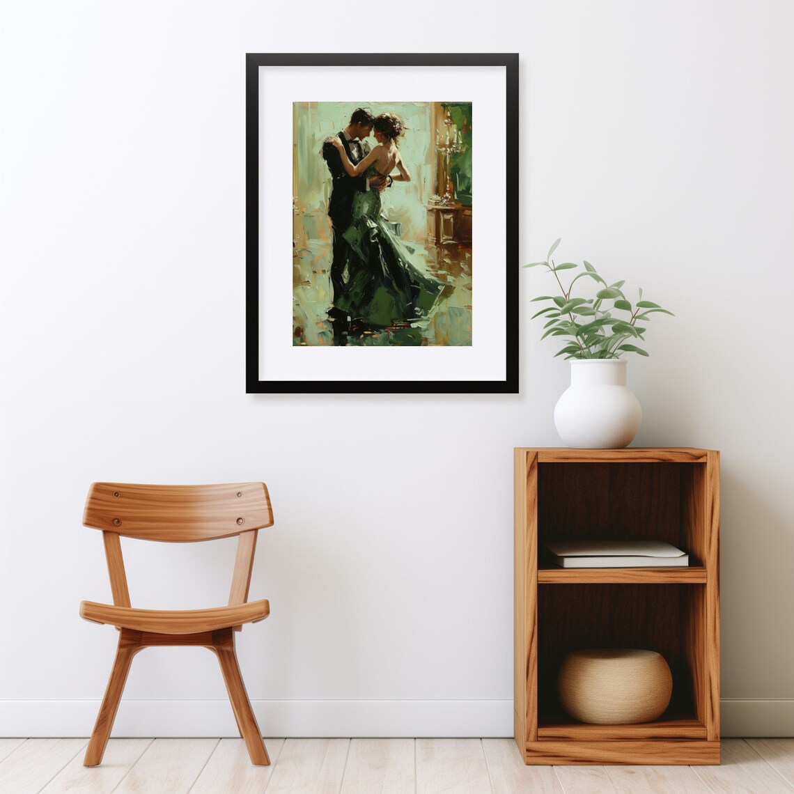Romantic Couple Dancing In Elegant Ballroom Impressionist Poster - Image 2