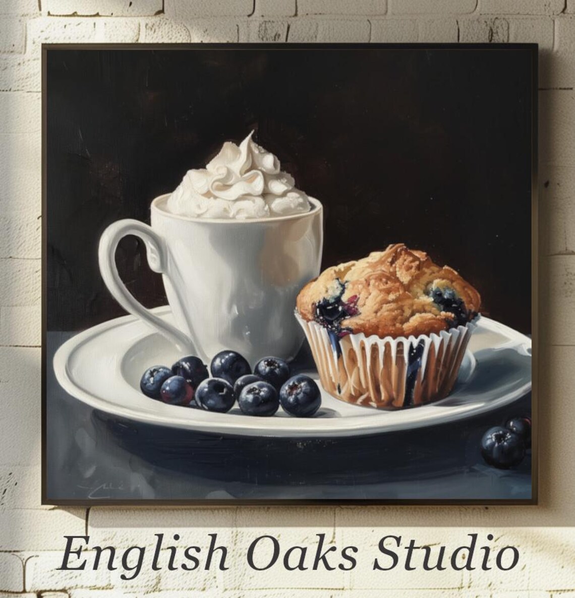 Vintage Farmhouse Blueberry Muffin Kitchen Art Print