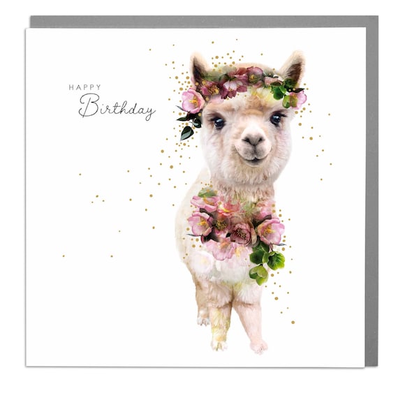 Happy Birthday Cute Alpaca Art Print