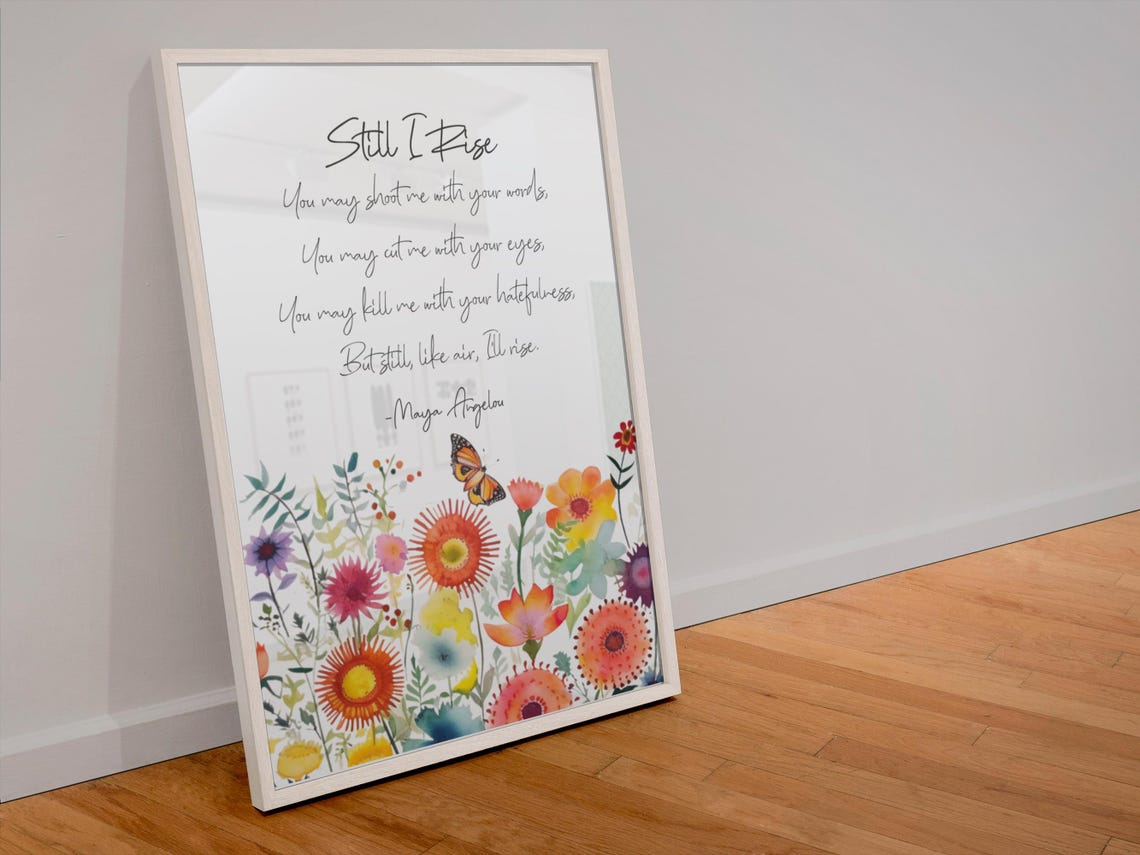 Maya Angelou Still I Rise Poem Wildflower Butterfly Watercolor Poster - Image 3