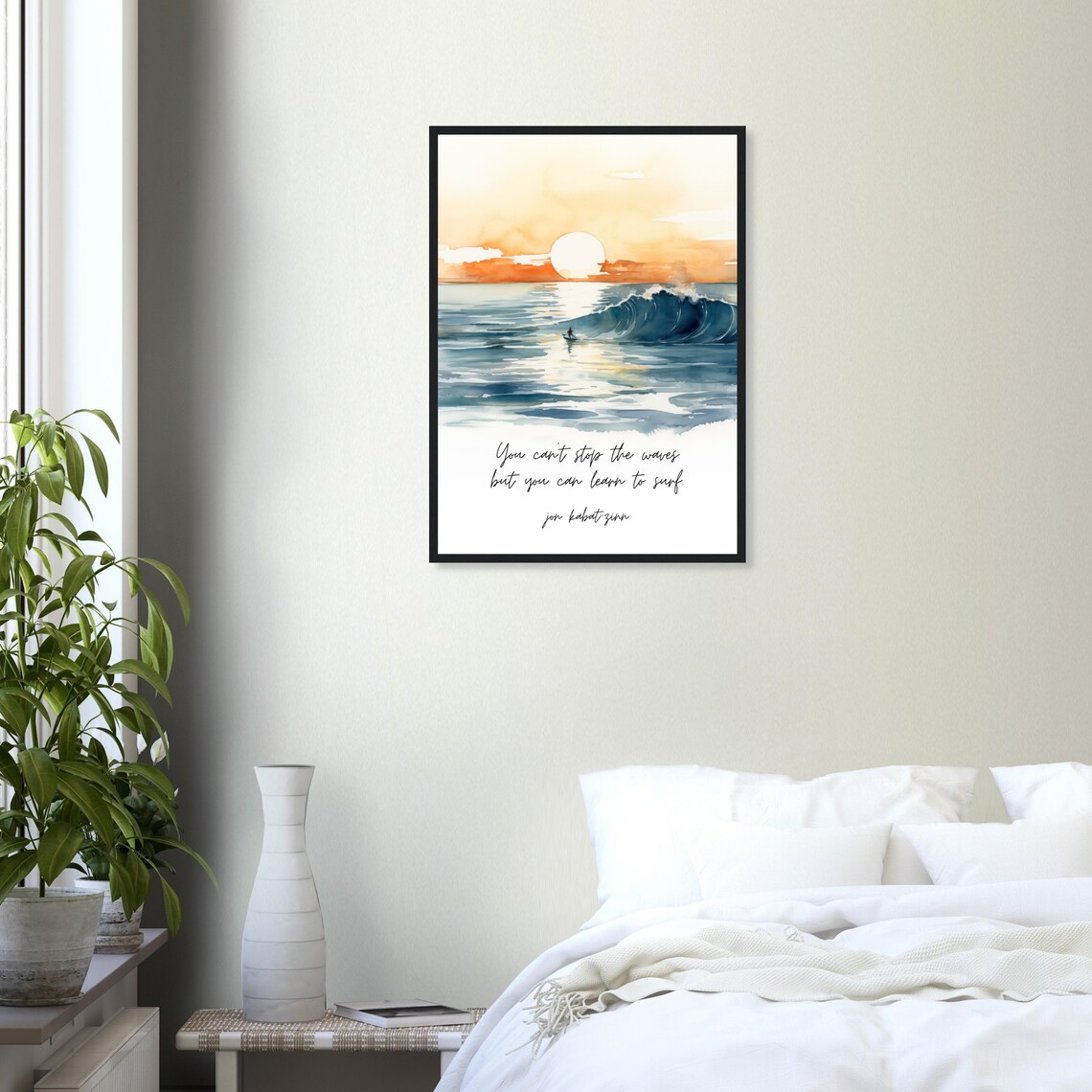 Jon Kabat-Zinn Surf Quote, Watercolor Art Print - Image 2