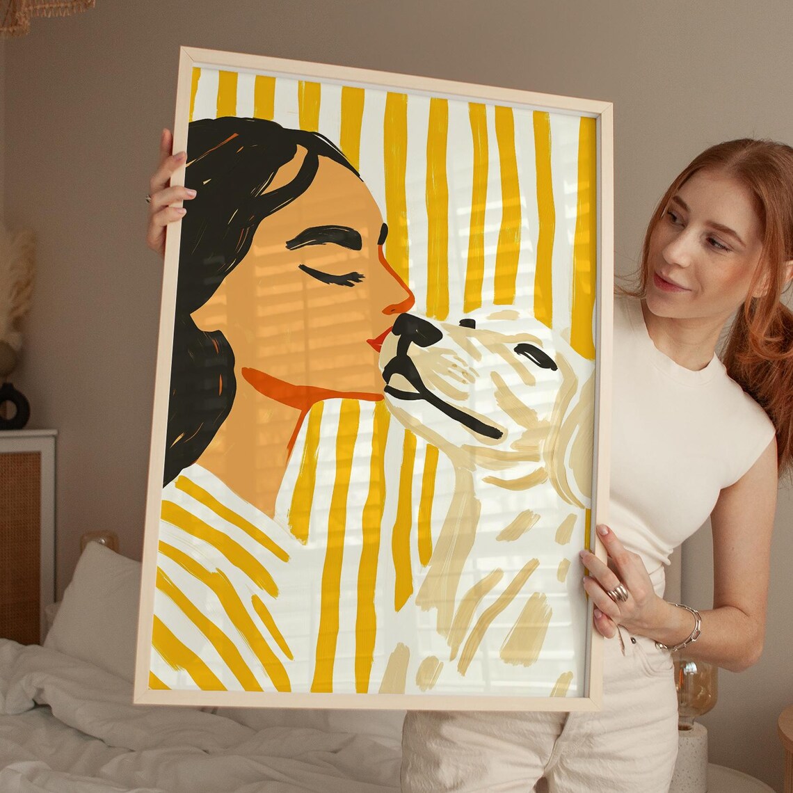 Dog Mom Wall Art Print, Modern Abstract Illustration